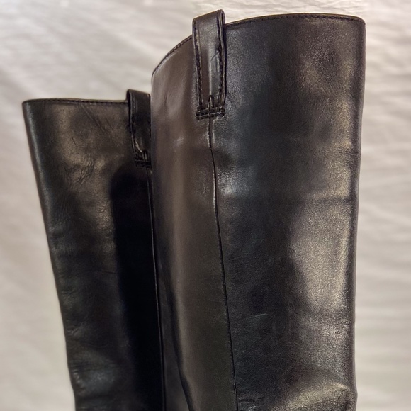 Michael Kors Riding Boots Leather Square Toe Black - Picture 2 of 8